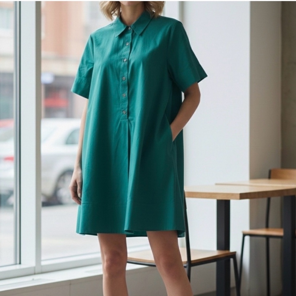 Anthropologie Women’s Short Sleeve Mini Dress Green Size M